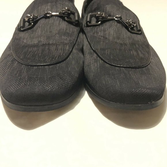 Robert Graham Mens Shoes Geometric Black Satin Horsebit Sculls Loafers Size 8.5M - Picture 5 of 12
